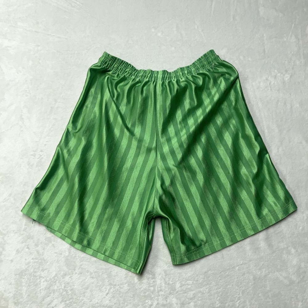 Vintage 90s Manchester United adidas Shorts 3 Stripes Shiny Silky Dazzle Green - Picture 3 of 10